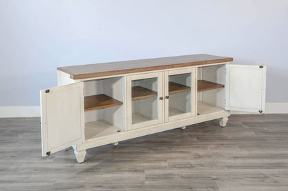 Pasadena - 72" Media Console - Marble White and Buckskin