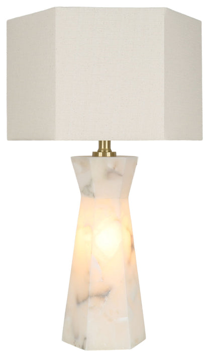 Evening Facet - 28 X 16 - Alabaster Table Lamp With Night Light (Set of 2) - Natural Stone