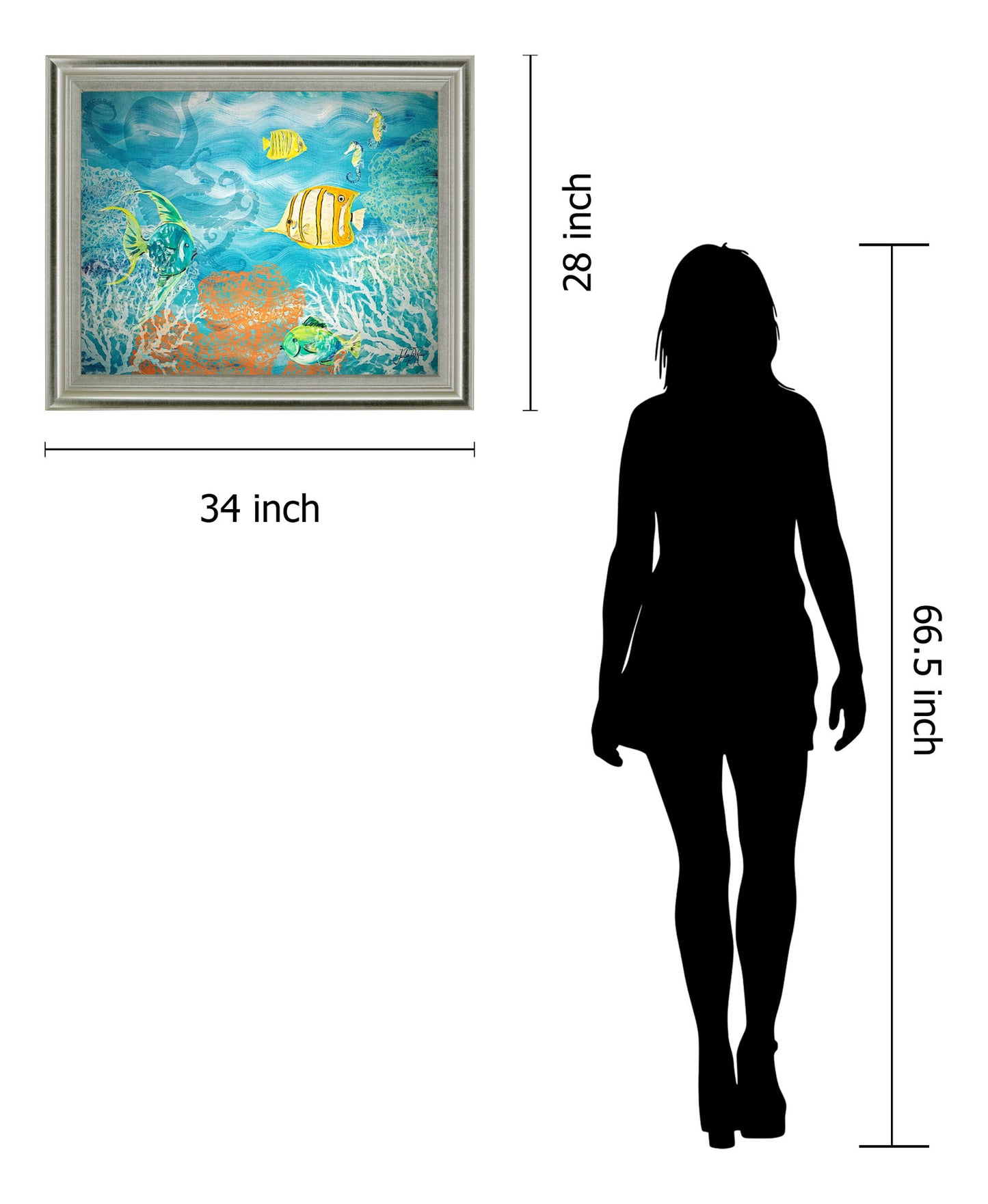 Coral Reef Dance - 28" x 34" Framed Wall Art - Light Blue