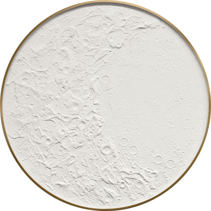 Lunar Relief Hand-Painted LED Canvas In Frame - Ivory / White