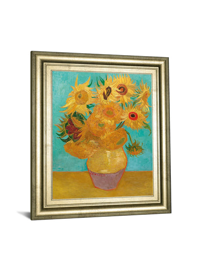 Still Life Vase With Twelve Sunflowers, January 1889 By Vincent Van Gogh - Framed Print Wall Art - Gold