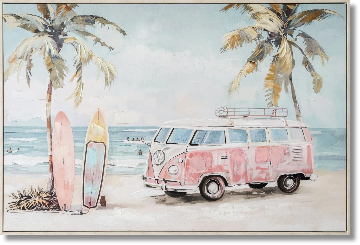 Pastel Surf Getaway - 33" x 48" Framed Wall Art - Light Blue
