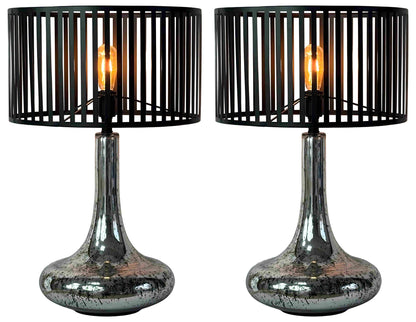 Silver Nocturne - 30 X 18 - Glass Table Lamp (Set of 2) - Antiqued Silver Mercury Glass