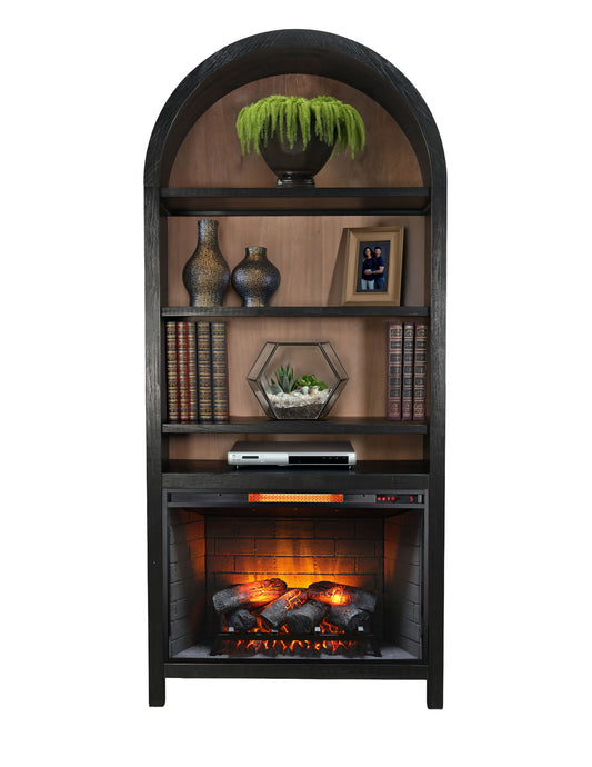 Chill - Arch Bookcase With 33" Fireplace Option - Umbra