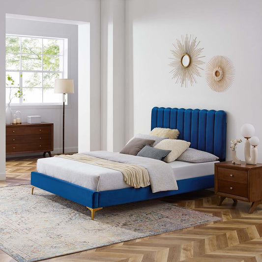 Reagan King Performance Velvet Platform Bed