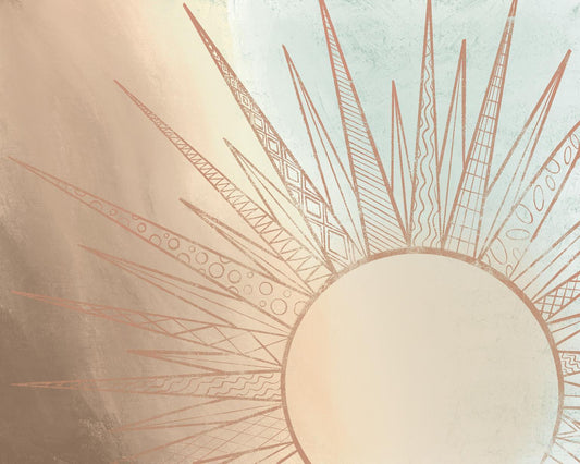 Celestial Sun Rising By Elizabeth Medley (Framed Small) - Light Brown