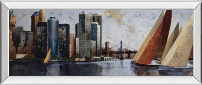 Arriving At Manhattan By Marti Bofarull - Mirrored Frame Wall Art - Dark Gray