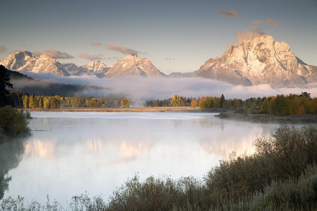 Snake River Fog By Danita Delimont (Framed) - Light Blue