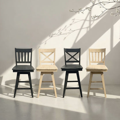 Wooden Barstool With X Back
