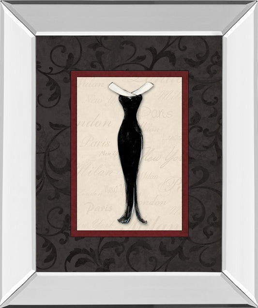 Fashion Dress I By Susan Osbourne Mirror Framed Print Wall Art - Black