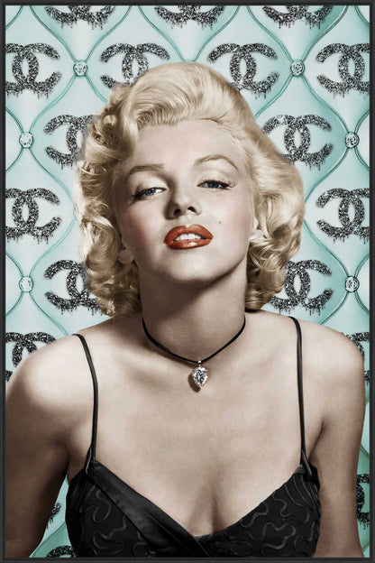 Retro Blonde Allure - 32" x 48" Framed Wall Art - Beige