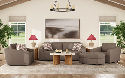 Chevy - Fabric Ottoman Pouf - Brown