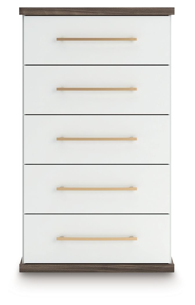 Kendanport - Five Drawer Chest - Brown / White