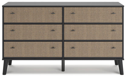 Charlang - Black / Gray - Six Drawer Dresser