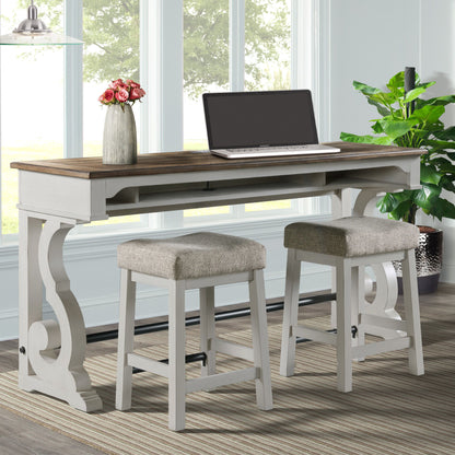 Drake - Sofa Bar Table - Rustic White / French Oak