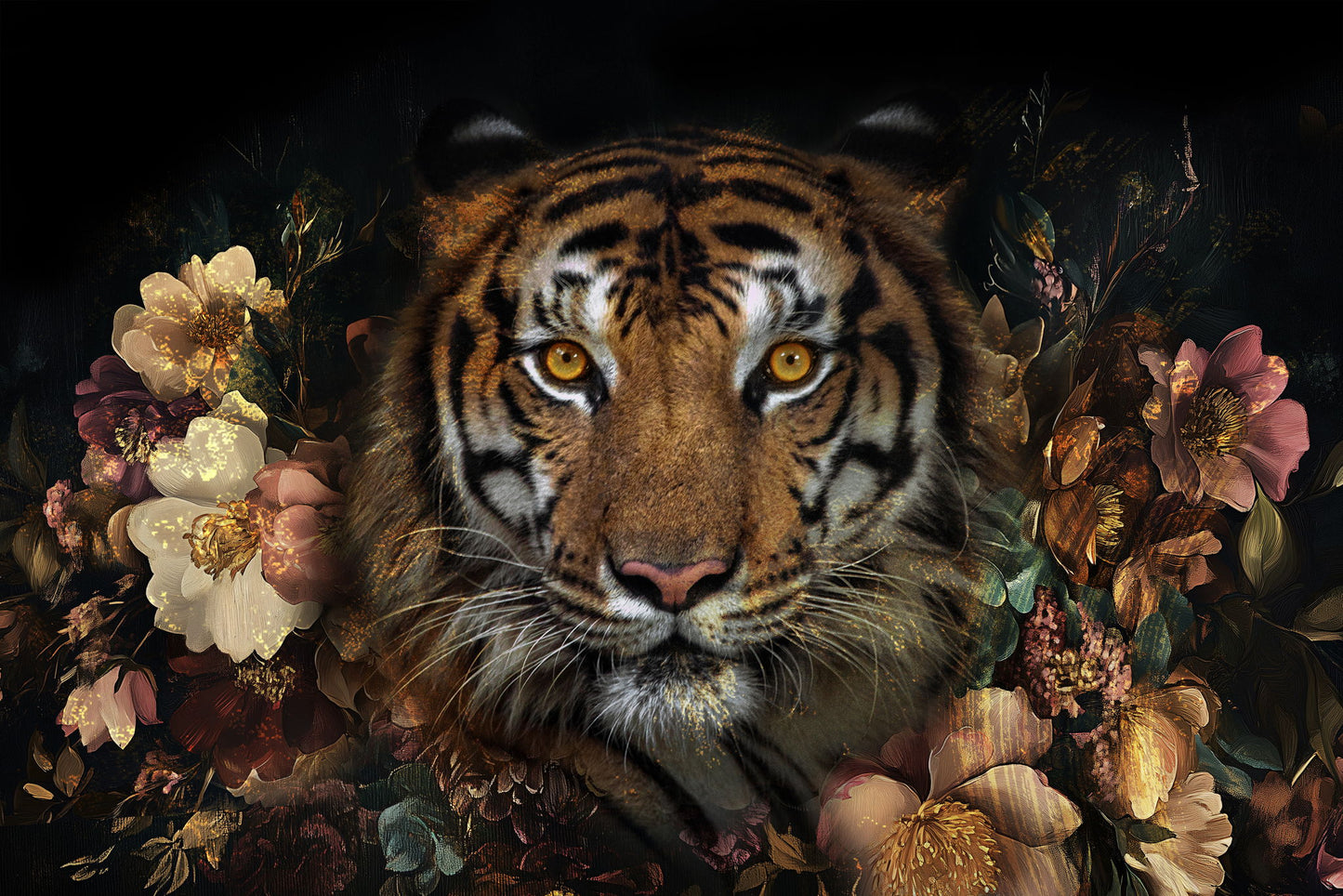 Floral Gaze - 40" x 60" Framed Wall Art - Brown - Light Brown