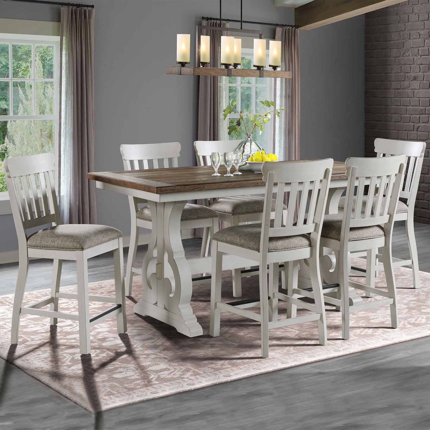Drake - Slat Stool - Rustic White / French Oak
