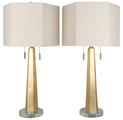 Gilded Spire - 28 X 14 - Resin Table Lamp (Set of 2) - Gold Leaf, Clear Crystal