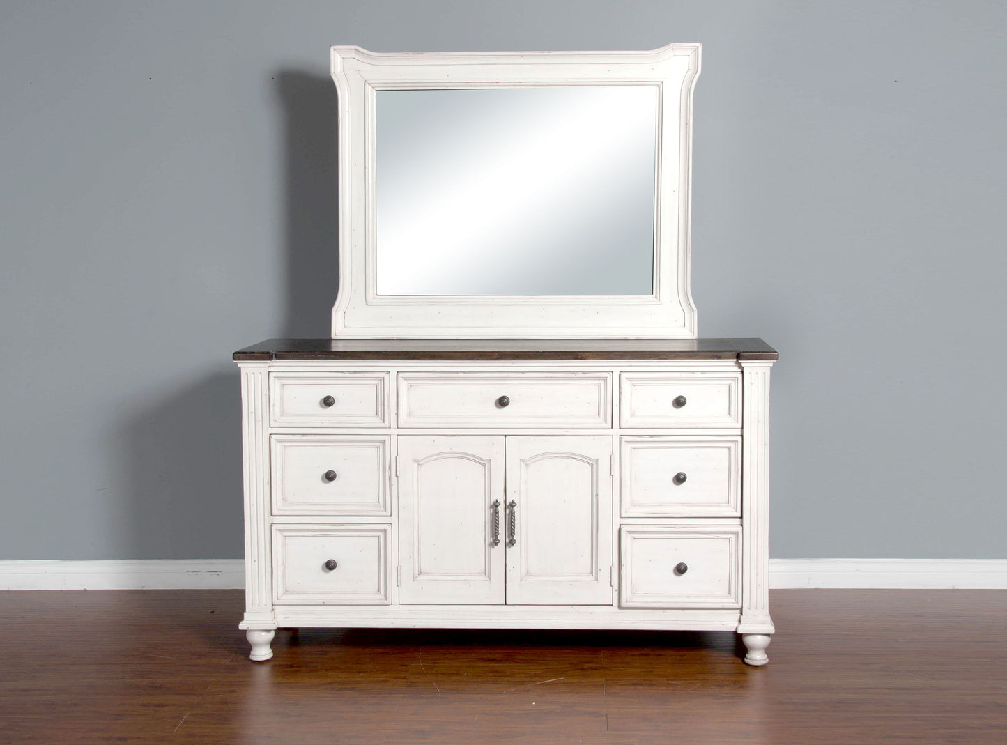 Carriage House - Dresser - White / Dark Brown