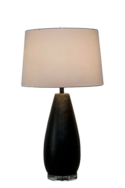 Obsidian Drift Concrete & Crystal Table Lamp (Set of 2) - Black Grain Concrete / Clear Crystal
