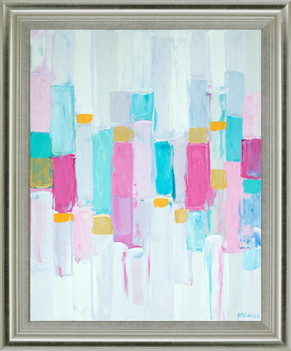 Pastel Block Chorus - 28" x 34" Framed Wall Art - Light Blue