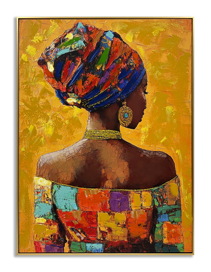Radiant Mosaic Silhouette - 40" x 30" Framed Wall Art - Orange