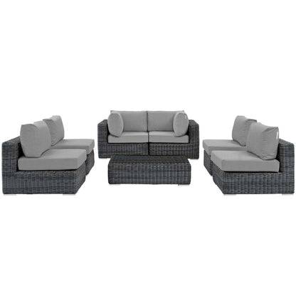 Summon 7 Piece Outdoor Patio Gray Sunbrella® Sectional Set