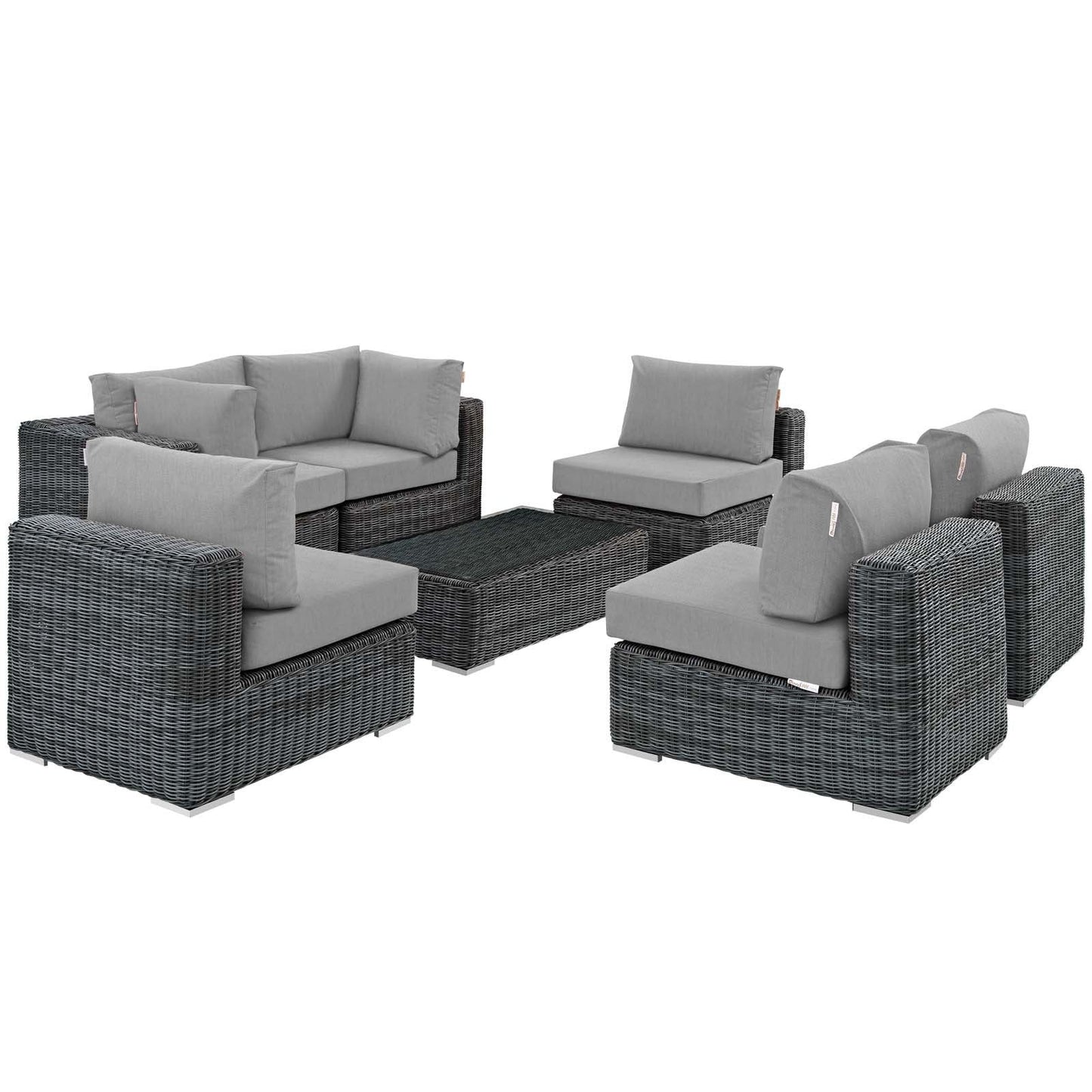 Summon 7 Piece Outdoor Patio Gray Sunbrella® Sectional Set