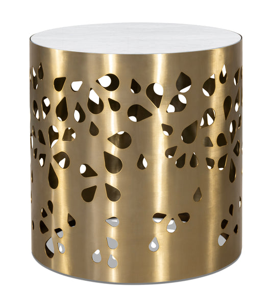 Nora - End Table - Brushed Gold / White