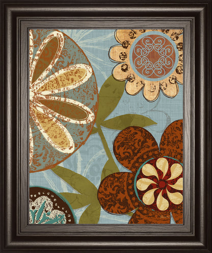 Persian Garden Il By Katrina Craven - Framed Print Wall Art - Blue