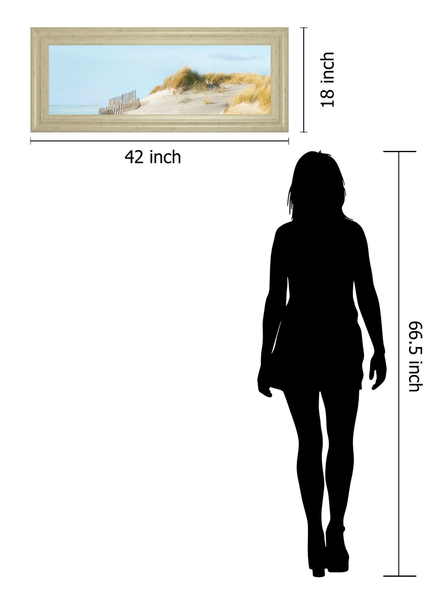 Beachscape L By James Mcloughlin - Framed Print Wall Art - Light Blue