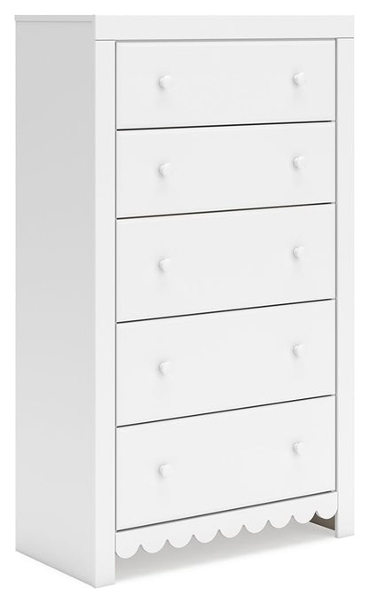 Mollviney - White - Five Drawer Chest