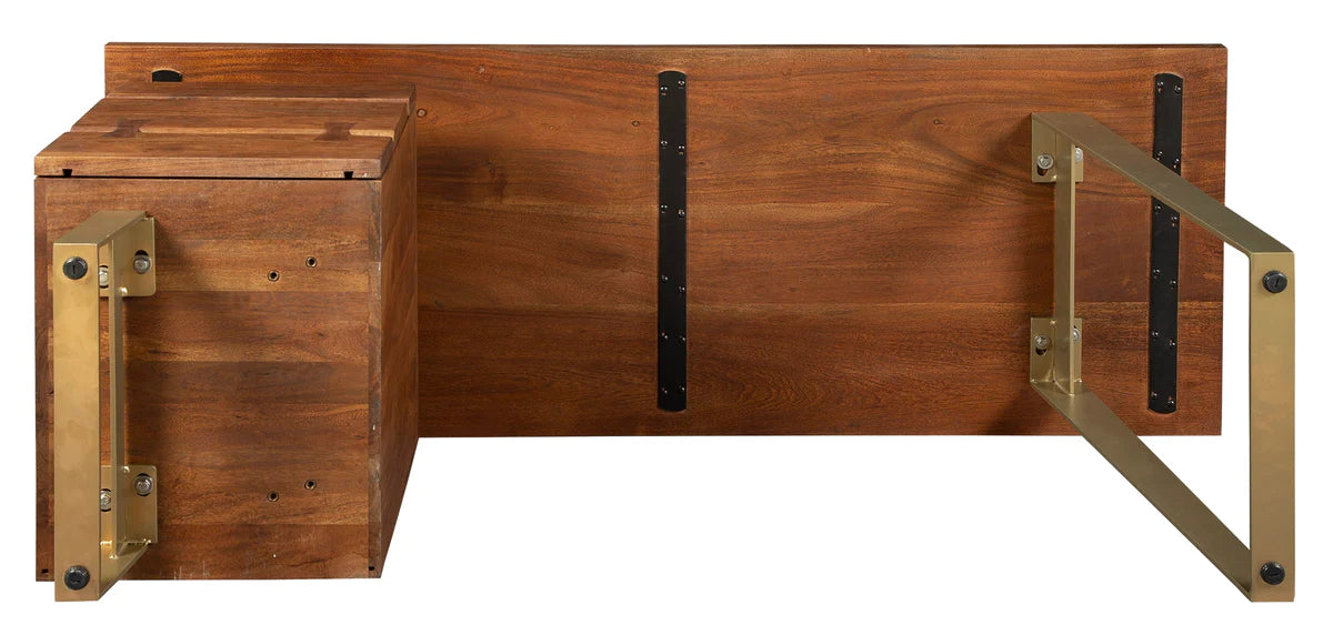 Hekman Live Edge Acacia Wood & Brass Home Office Desk