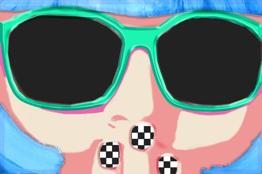 Neon Girl (Framed Small) - Blue