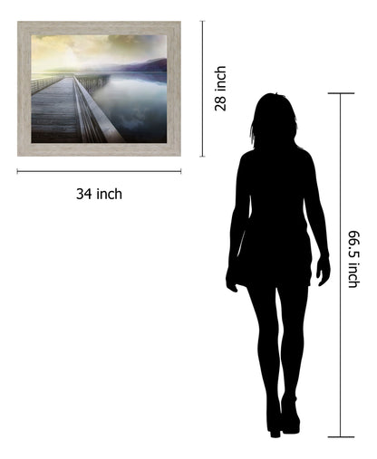 Serene Dawn Pathway - 28" x 34" Framed Wall Art - Gray