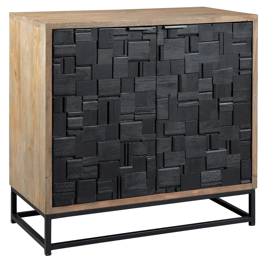 Hekman Mango Wood Scrap Parquet Black Accent Chest Cabinet