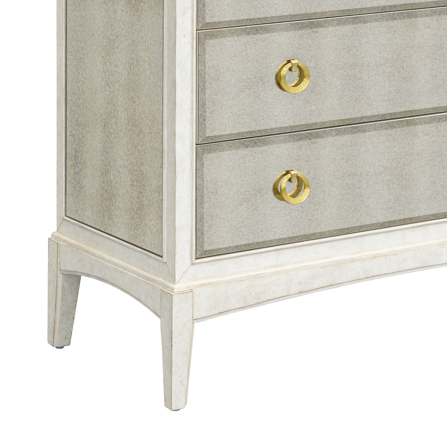 Bronze Mirror Glam Hall Chest - White