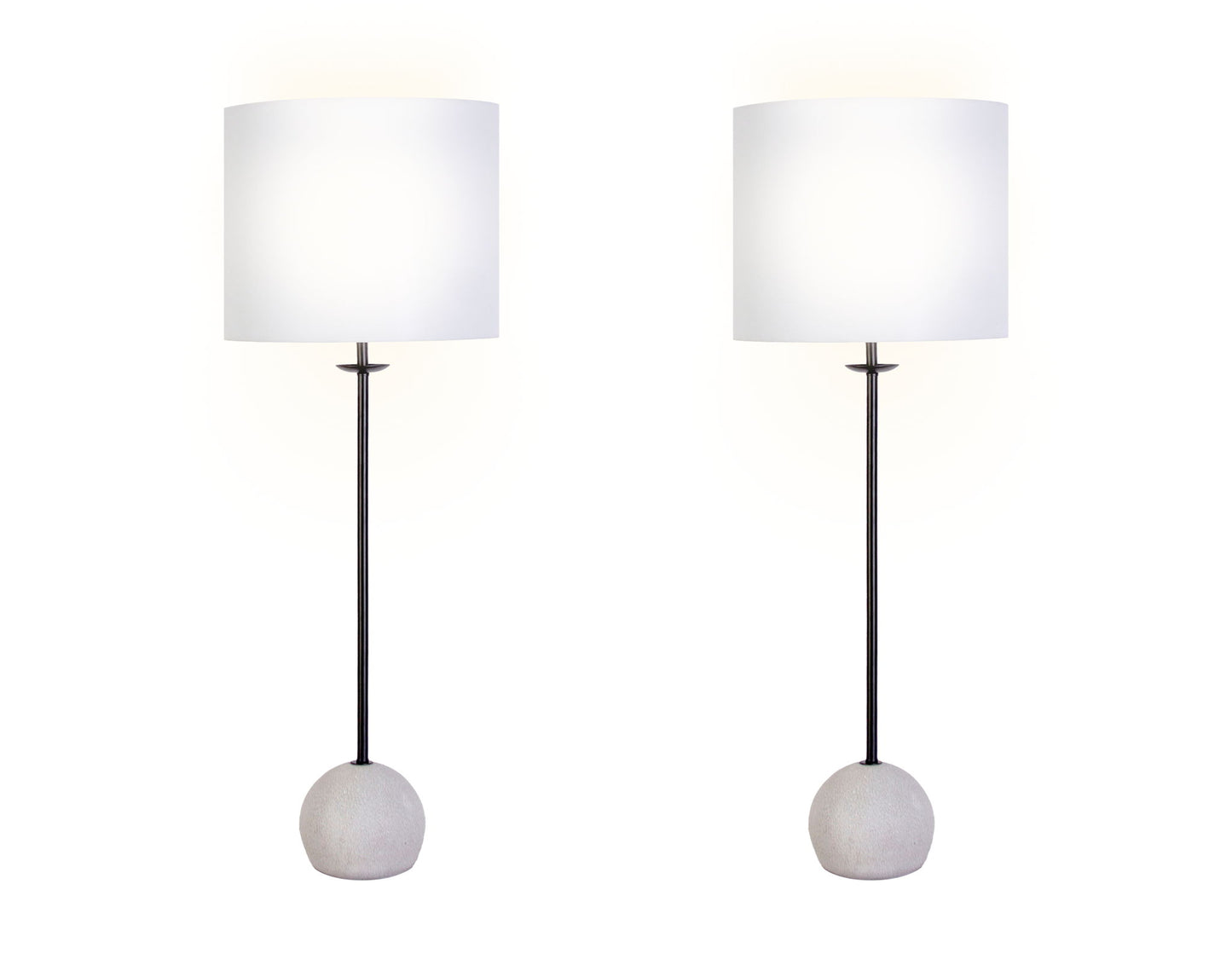 "Urban Sphere" Concrete Buffet Lamp (Set of 2) - Concrete/Matte Black