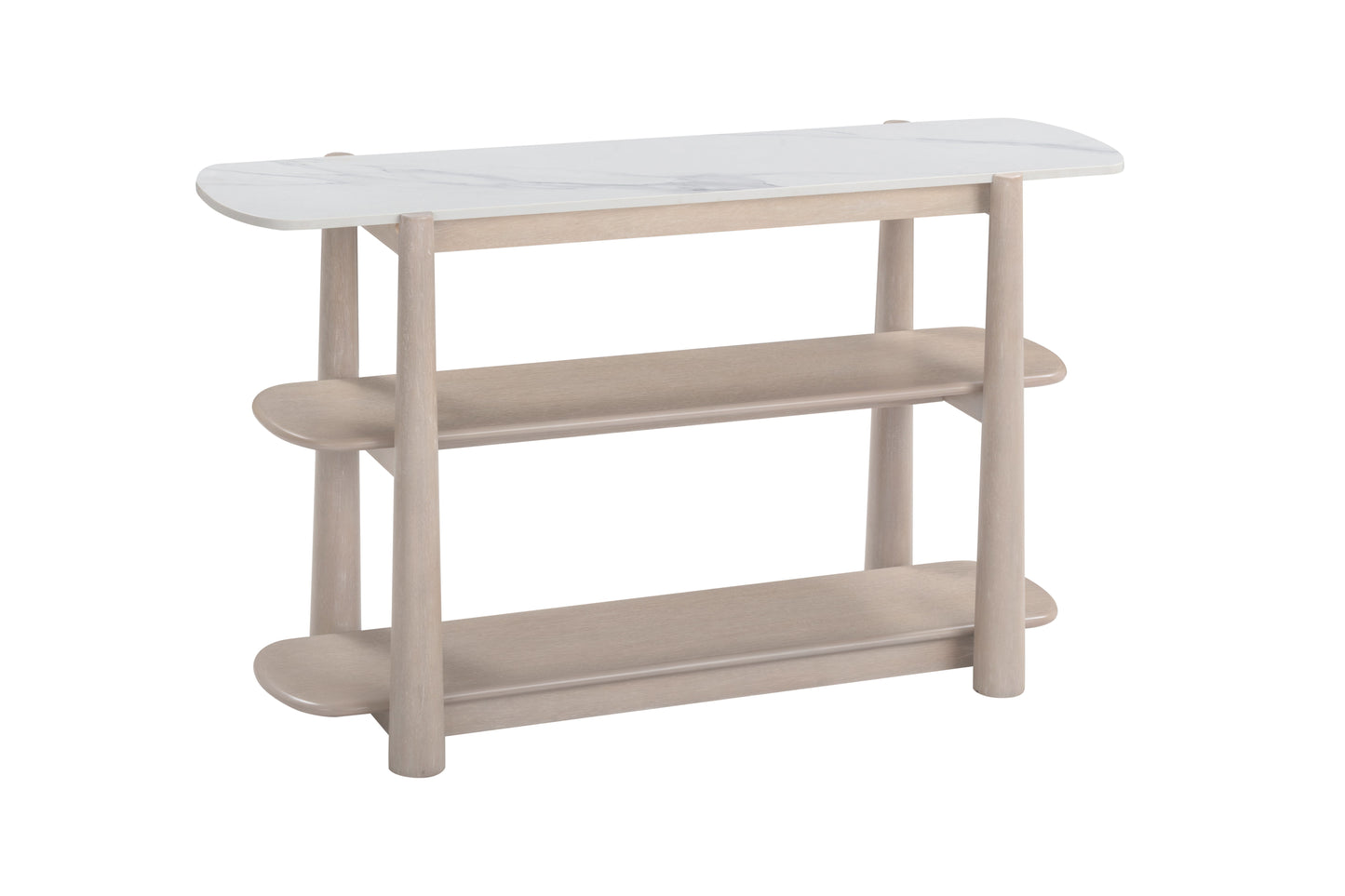 Horizons - Console Table - White Oak / White Marble