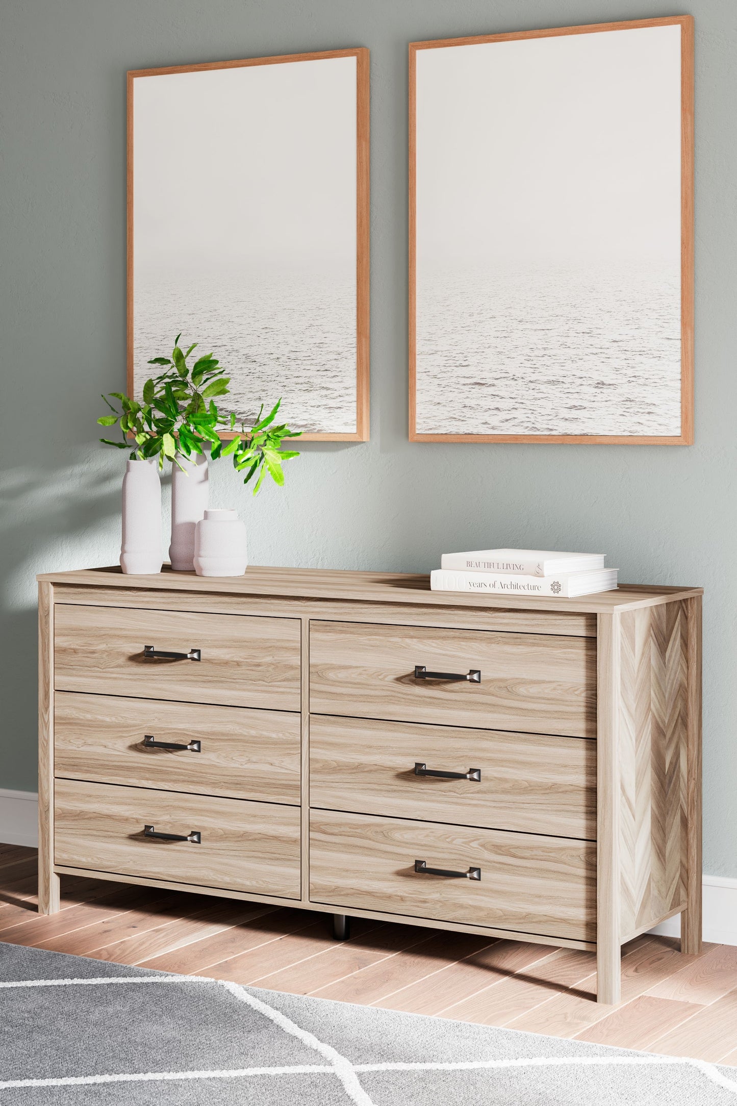 Battelle - Tan - Six Drawer Dresser