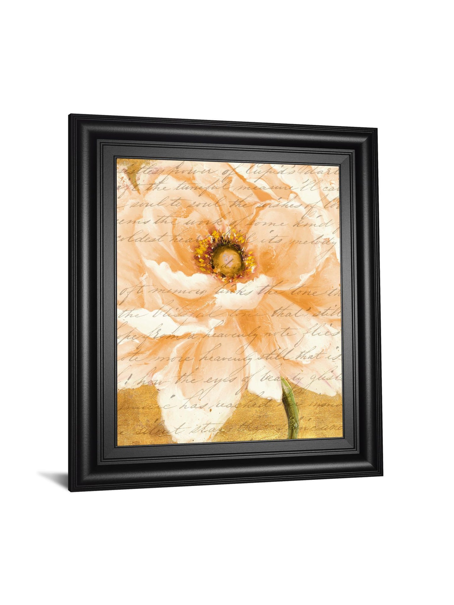 Beautiful Cream Peonies Script I By Patricia Pinto - Framed Print Wall Art - Gold