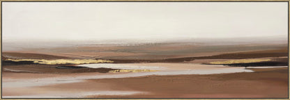 Golden Dusk Layers - 20" x 60" Framed Wall Art - Beige