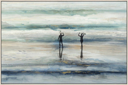 Surfer Stroll - 32" x 48" Framed Wall Art - Blue
