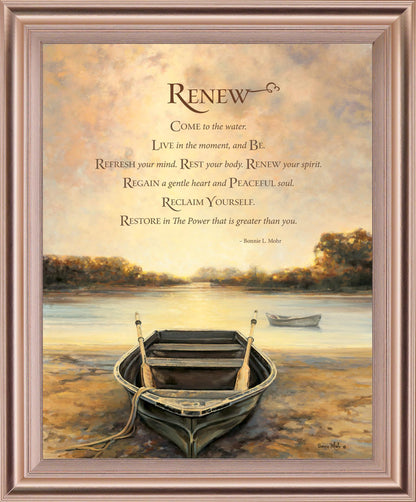 Tranquil Rowboat Morning - 28" x 34" Framed Wall Art - Beige