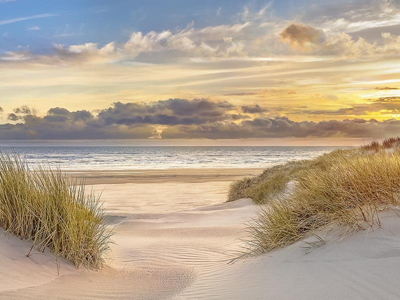 Pink Sand Sunset By Mike Calascibetta (Framed) - Blue