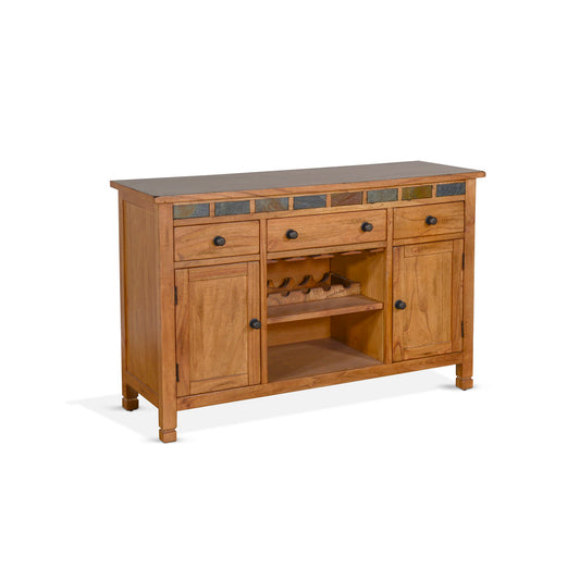 Sedona - Wood Buffet With Natural Slate - Rustic Oak