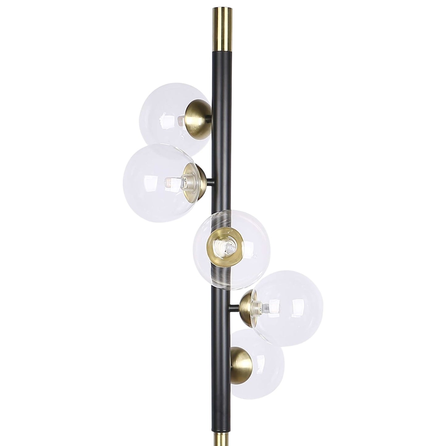 "Luminous Orbit" Metal Floor Lamp - Matte Black / Soft Gold / Clear