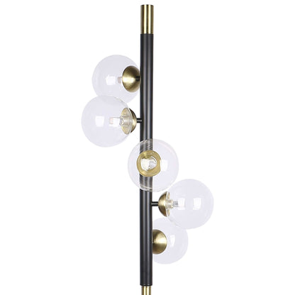 "Luminous Orbit" Metal Floor Lamp - Matte Black / Soft Gold / Clear
