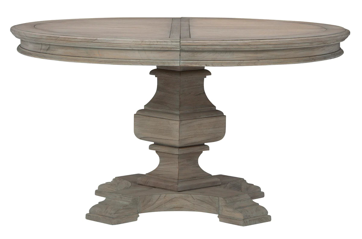 Hekman Driftwood Mindi Wood Round Pedestal Extension Dining Table