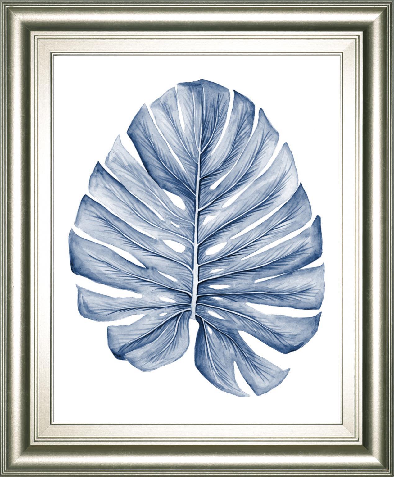 22x26 Indigo Tropical Leaves I By Megan Meagher - Blue